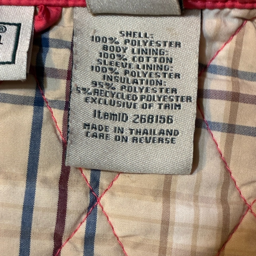 LL Bean Diamond Quilted Plaid Lining coral Women’s Riding Jacket Small 268156 - Picture 11 of 12